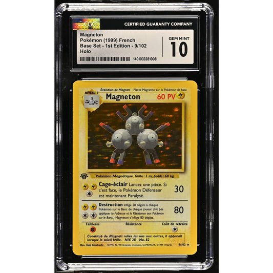 CGC 10 GEM MINT Magneton 1st Edition 9/102 French Base Set Holo (PSA/BGS)