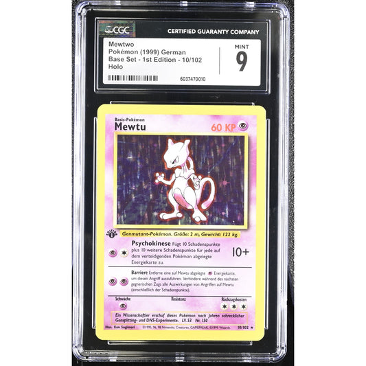 CGC 9 MINT Mewtwo Mewtu 1st Edition 10/102 Pokemon German Base Set (PSA/BGS)