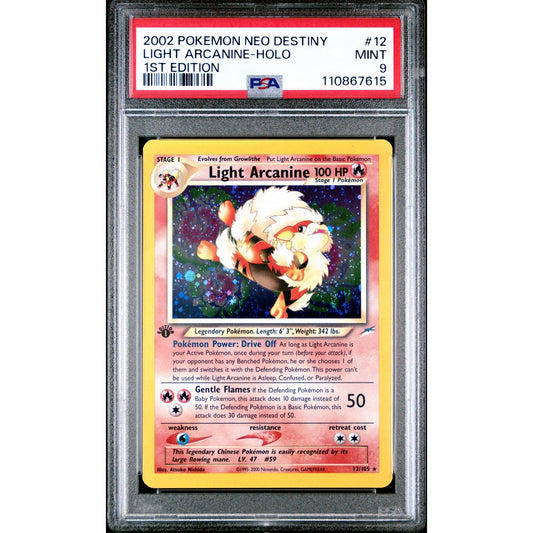 PSA 9 MINT Light Arcanine 1st Edition 12/105 Neo Destiny 2002 Holo Rare(PSA/BGS)