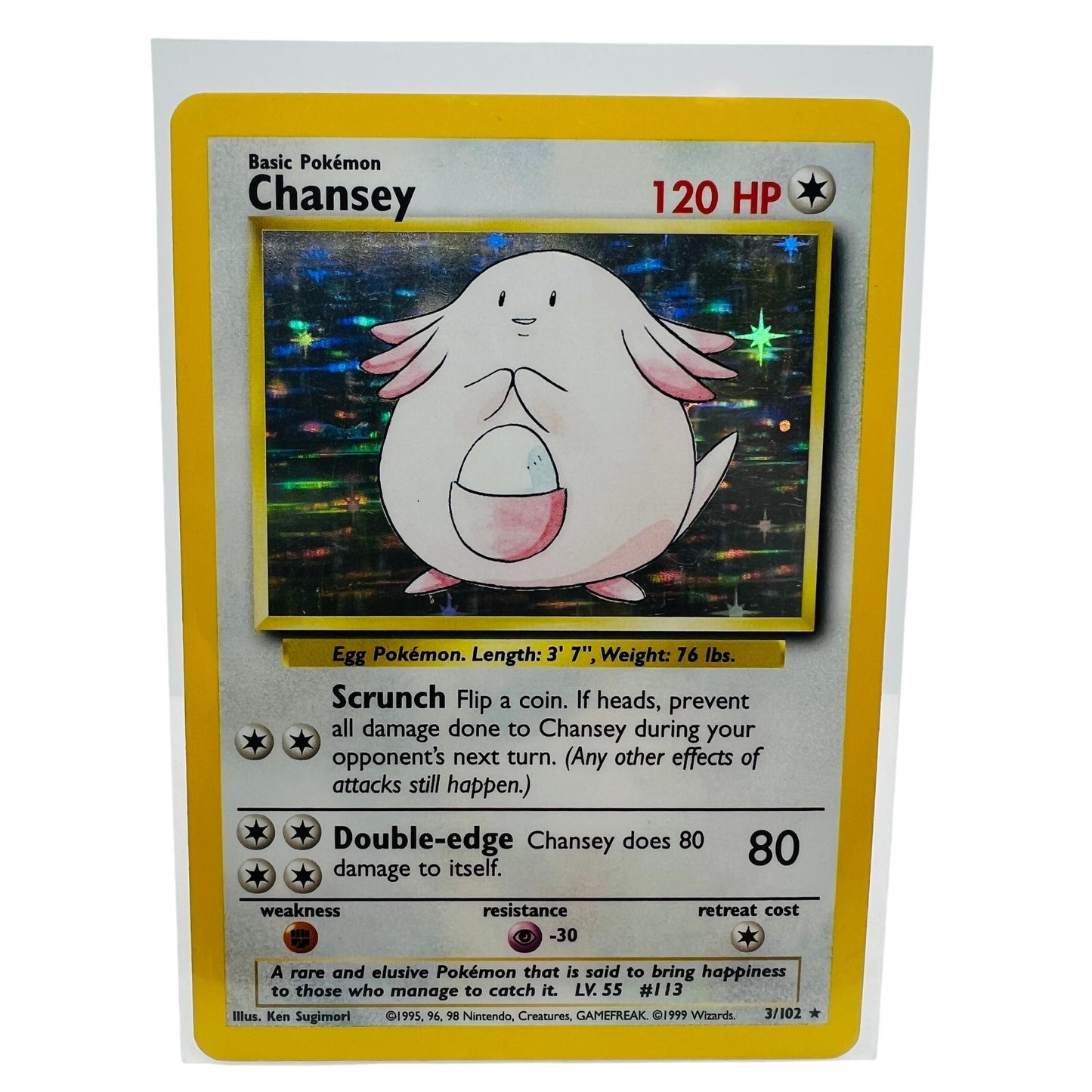 Pokémon Chansey 3/102 Base Set Unlimited Pokemon 1999 Holo Foil Card VLP-NM