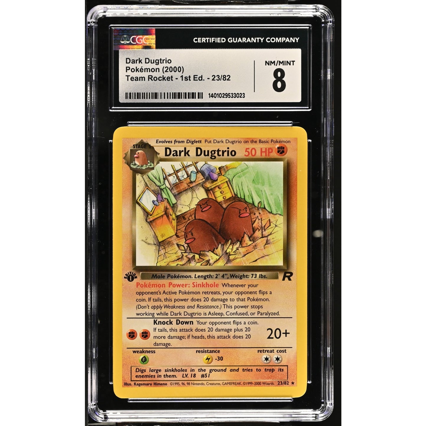 CGC 8 NM/MINT Dark Dugtrio 1st Edition 23/82 Pokemon Team Rocket Rare (PSA/BGS)