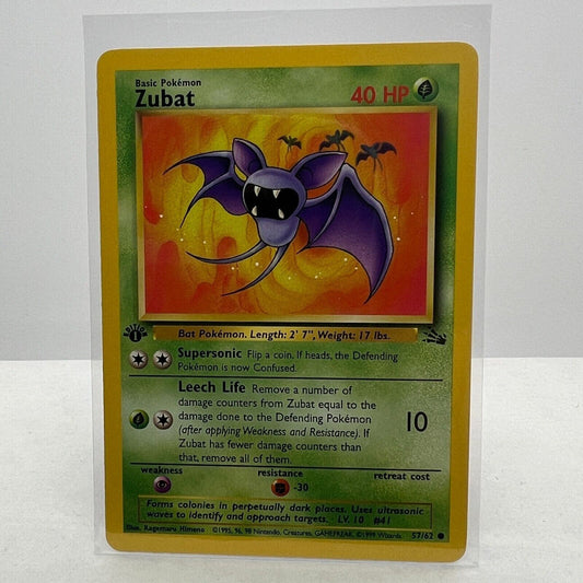 Pokémon Zubat 1st Edition 57/62 Fossil WOTC 1999 Pokemon Common Card NM-MT