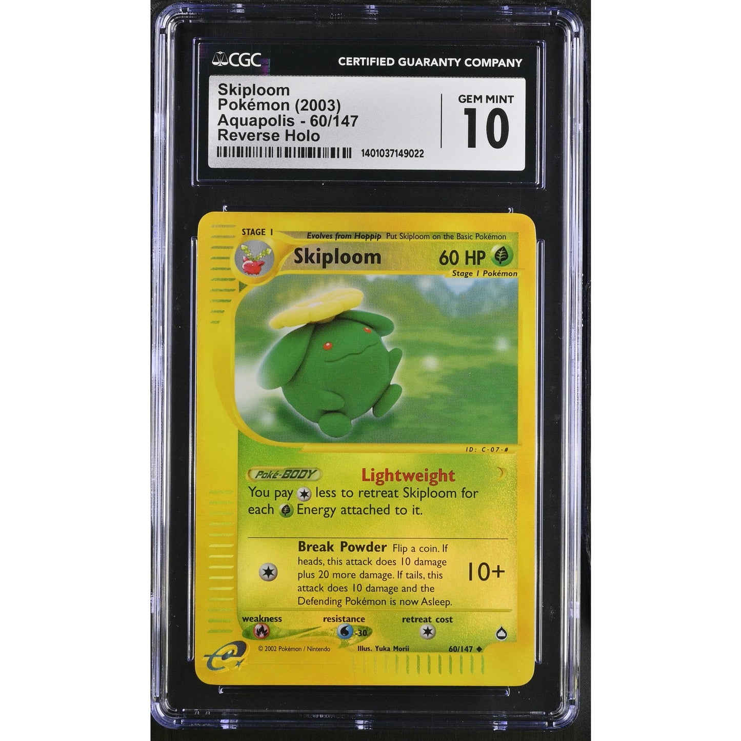 CGC 10 GEM MINT Skiploom 60/165 Pokémon Aquapolis Reverse Holo Uncommon(PSA/BGS)