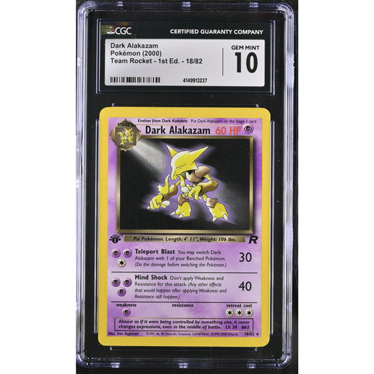 CGC 10 GEM MINT Dark Alakazam 1st Edition 18/82 Pokemon Team Rocket Non(PSA/BGS)