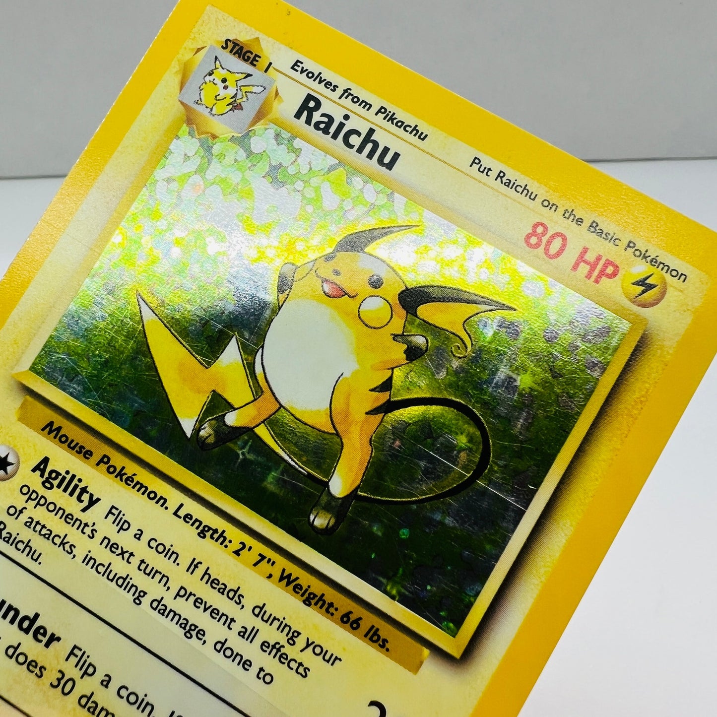 Pokémon Raichu 14/102 Base Set Unlimited Pokemon 1999 Holo Foil Card LP-EX