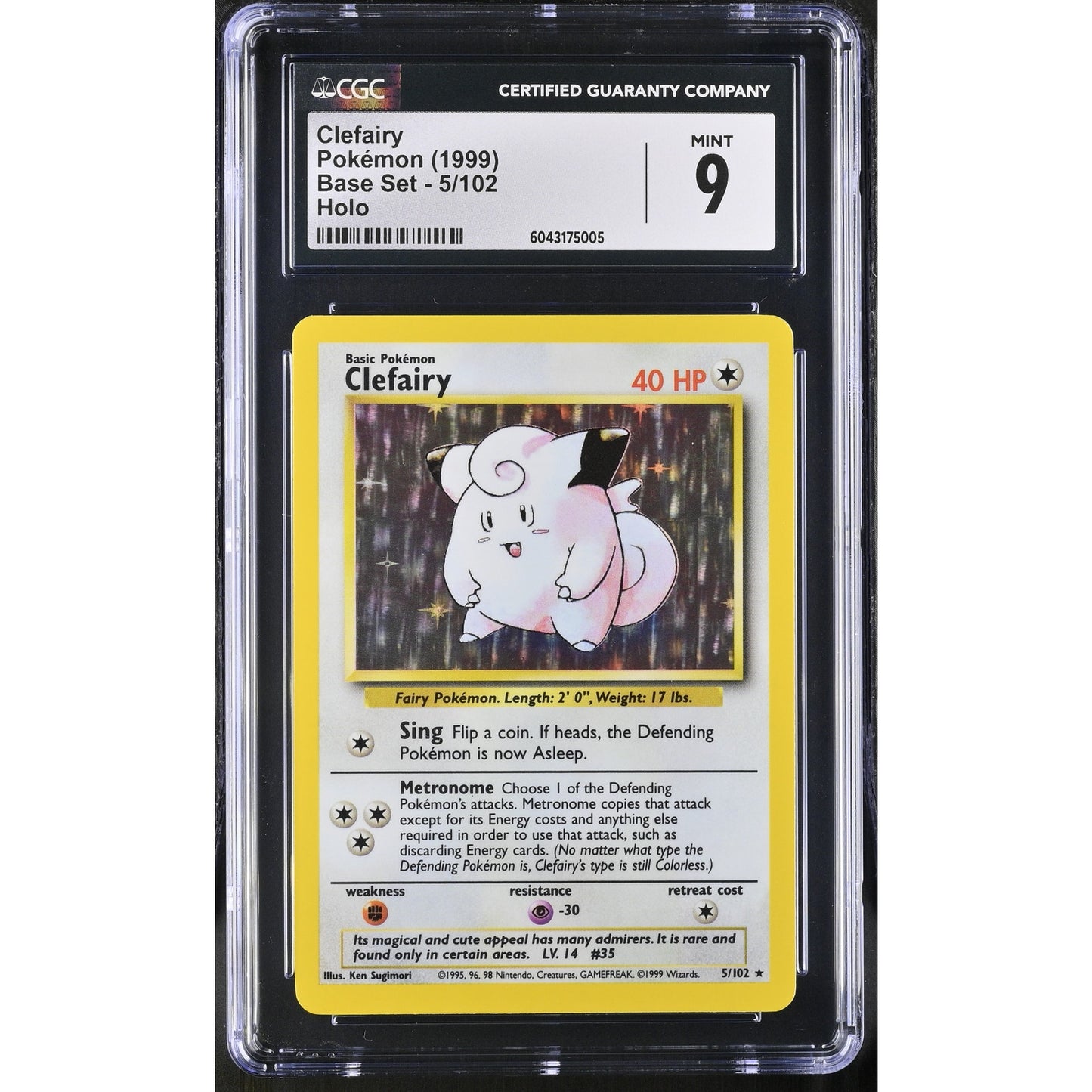 CGC 9 MINT Clefairy 5/102 Pokémon 1999 Unlimited Base Set Holo Card (PSA/BGS)