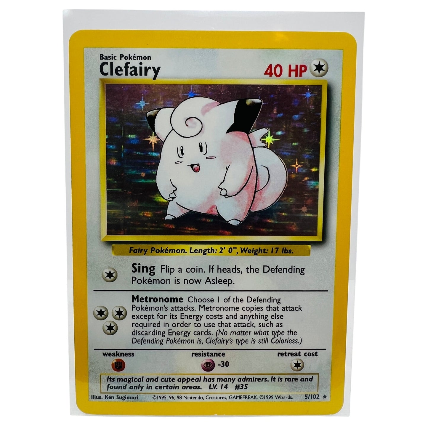 Pokémon Clefairy 5/102 Base Set Unlimited Pokemon 1999 Holo Foil Card VLP-NM