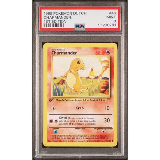 PSA 9 MINT Charmander 1st Edition 46/102 Pokemon Dutch Base Set (CGC/BGS)