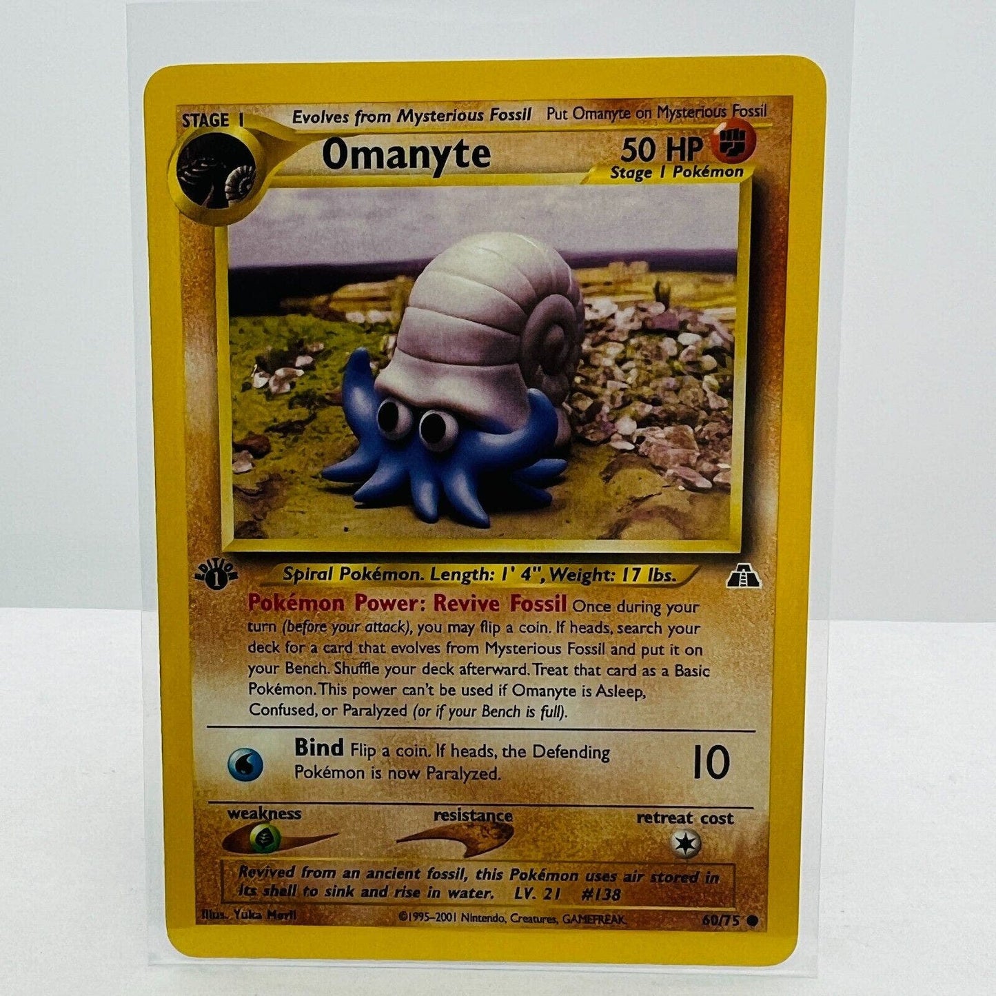 Pokémon Omanyte 1st Edition 60/75 Neo Discovery WOTC Pokemon Common Card NM-MT