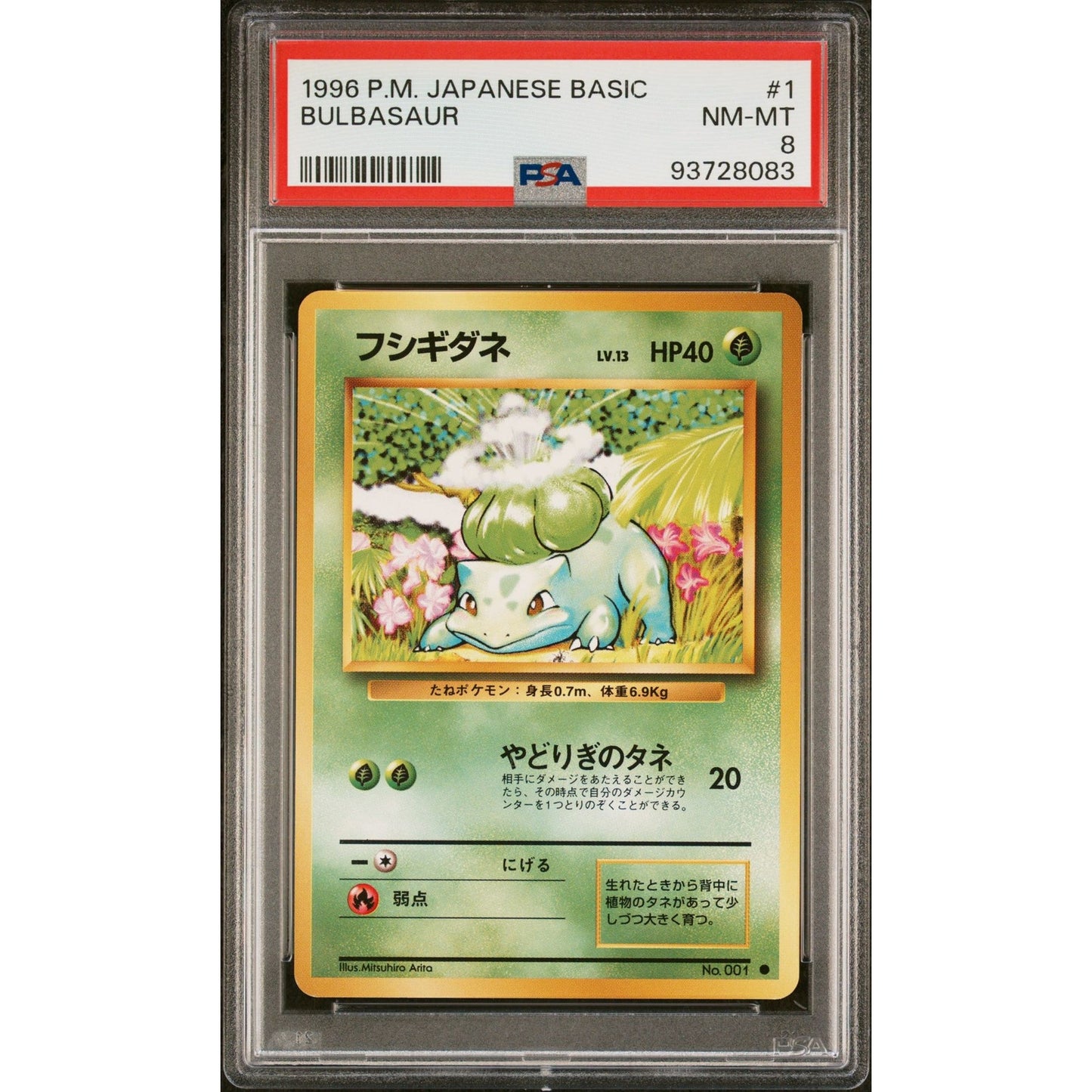 PSA 8 NM-MT Bulbasaur Pokemon 1996 Japanese Base Set Non Holo Card (CGC/BGS)