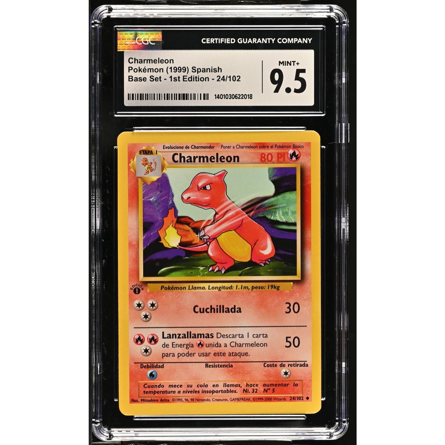 CGC 9.5 MINT+ Charmeleon 1st Edition 24/102 Pokemon Spanish Base Set (PSA/BGS)