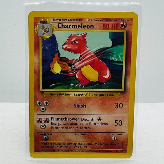 Pokémon Charmeleon 24/102 Base Set Unlimited Pokemon 1999 WOTC Uncommon Card LP