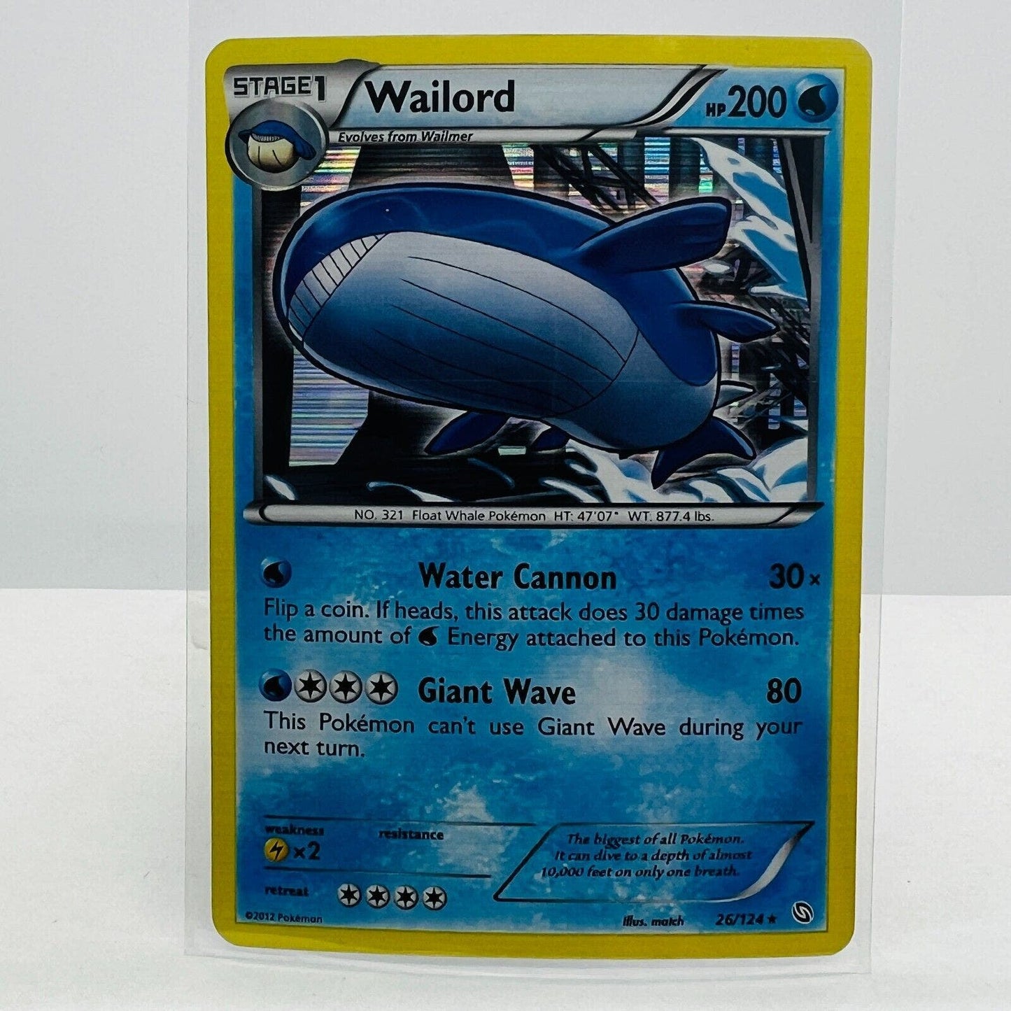 Pokémon Wailord 26/124 Dragons Exalted 2012 Pokemon Holo Rare Card LP