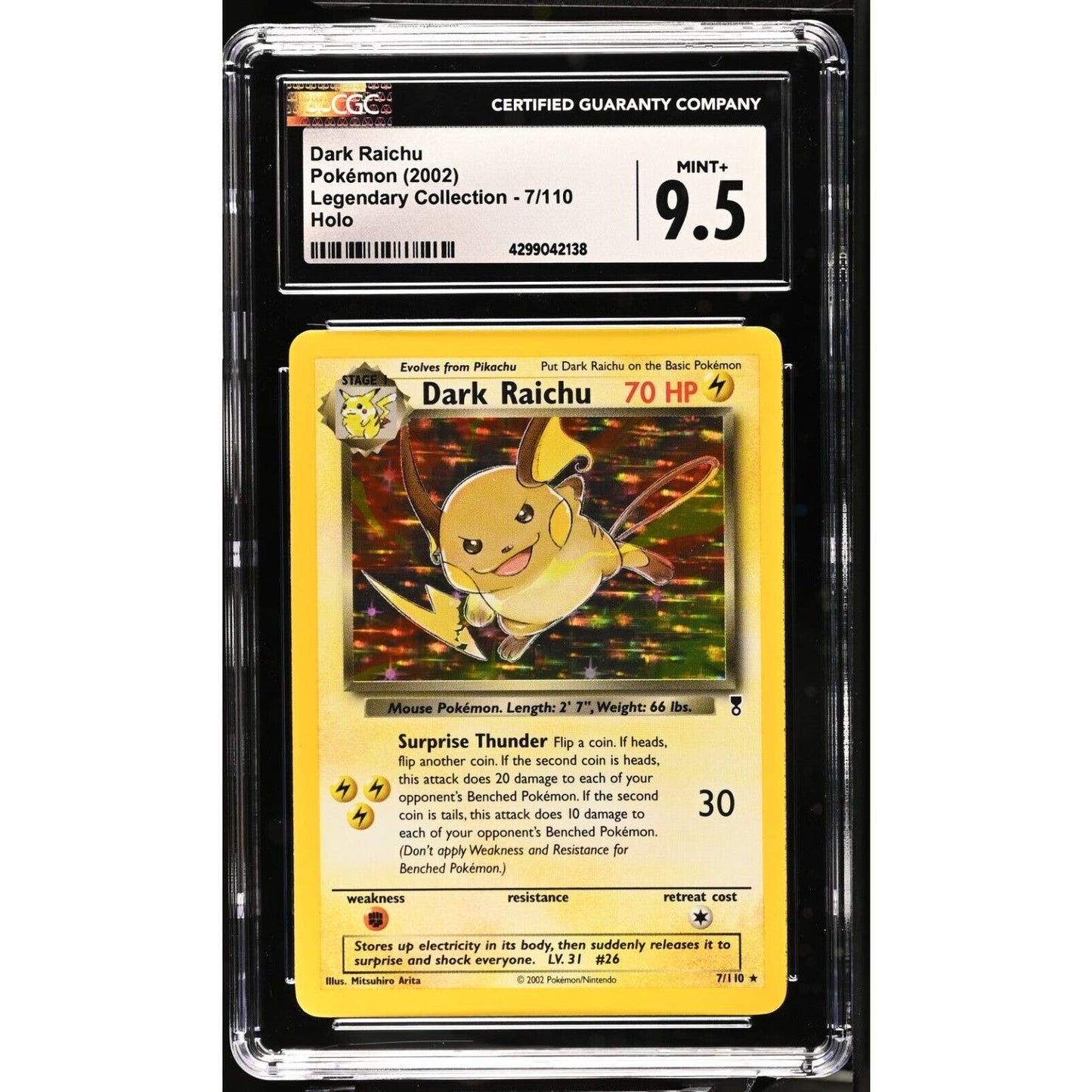 CGC 9.5 MINT+ Dark Raichu 7/110 Pokémon Legendary Holo Rare LC (PSA/BGS)