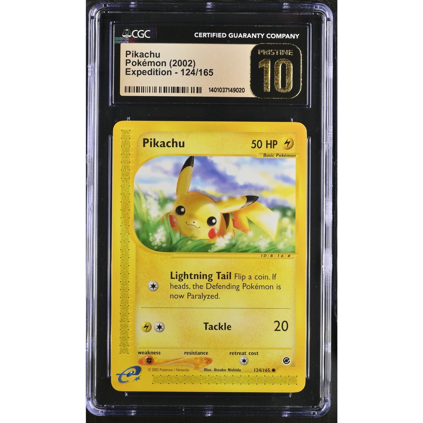 CGC 10 PRISTINE Pikachu 124/165 Pokémon Expedition Common Non Holo (PSA/BGS)