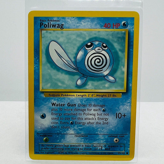 Pokémon Poliwag 59/102 Base Set Unlimited Pokemon 1999 WOTC Common Card LP