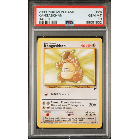 PSA 10 GEM MINT Kangaskhan 26/130 Pokémon 2000 Base Set II 2 Non Holo (CGC/BGS)