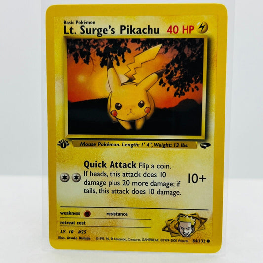 Pokémon Lt. Surge's Pikachu 1st Edition 84/132 Gym Challenge Common Card NM-MT