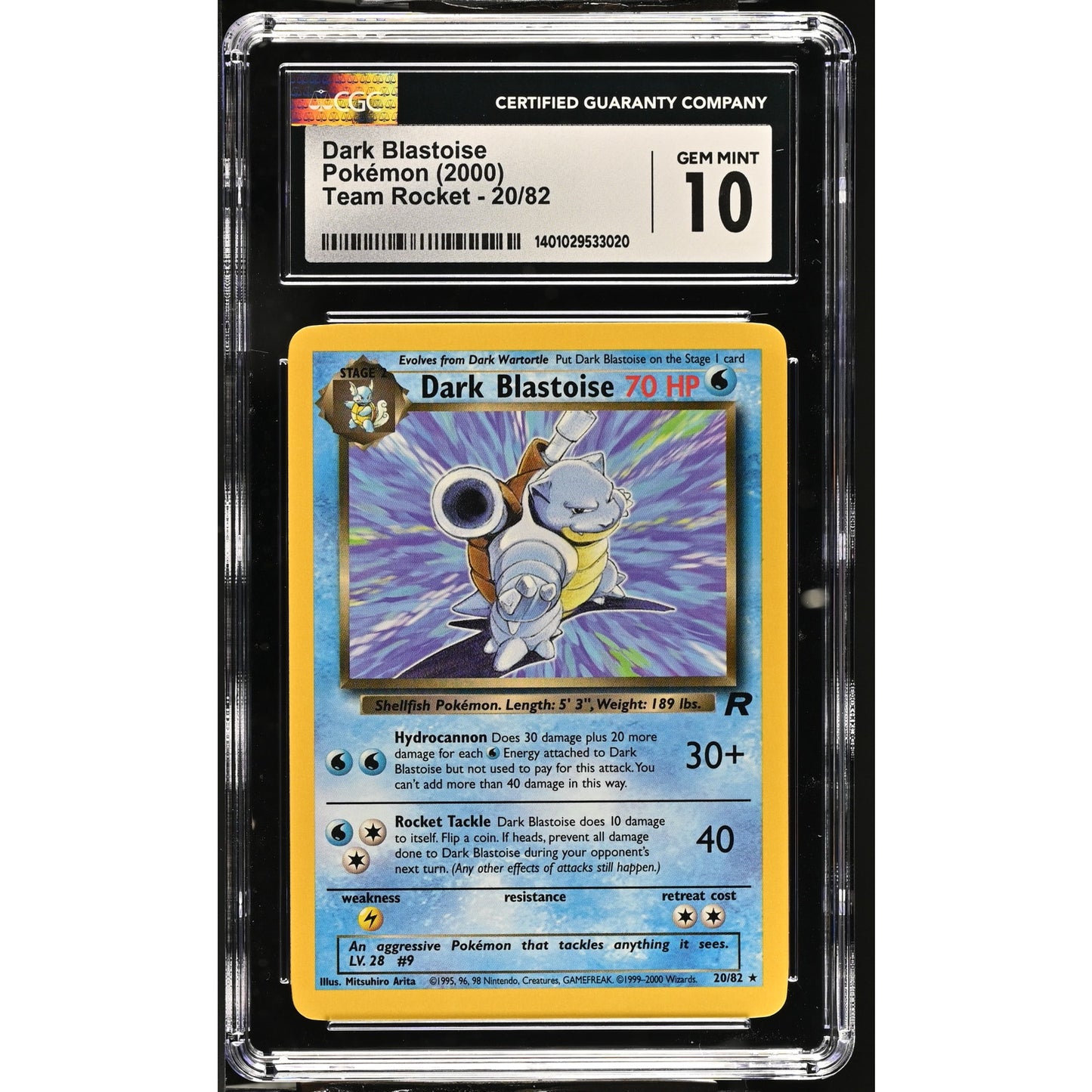 CGC 10 GEM MINT Dark Blastoise 20/82 Pokemon Team Rocket Unlimited (PSA/BGS)