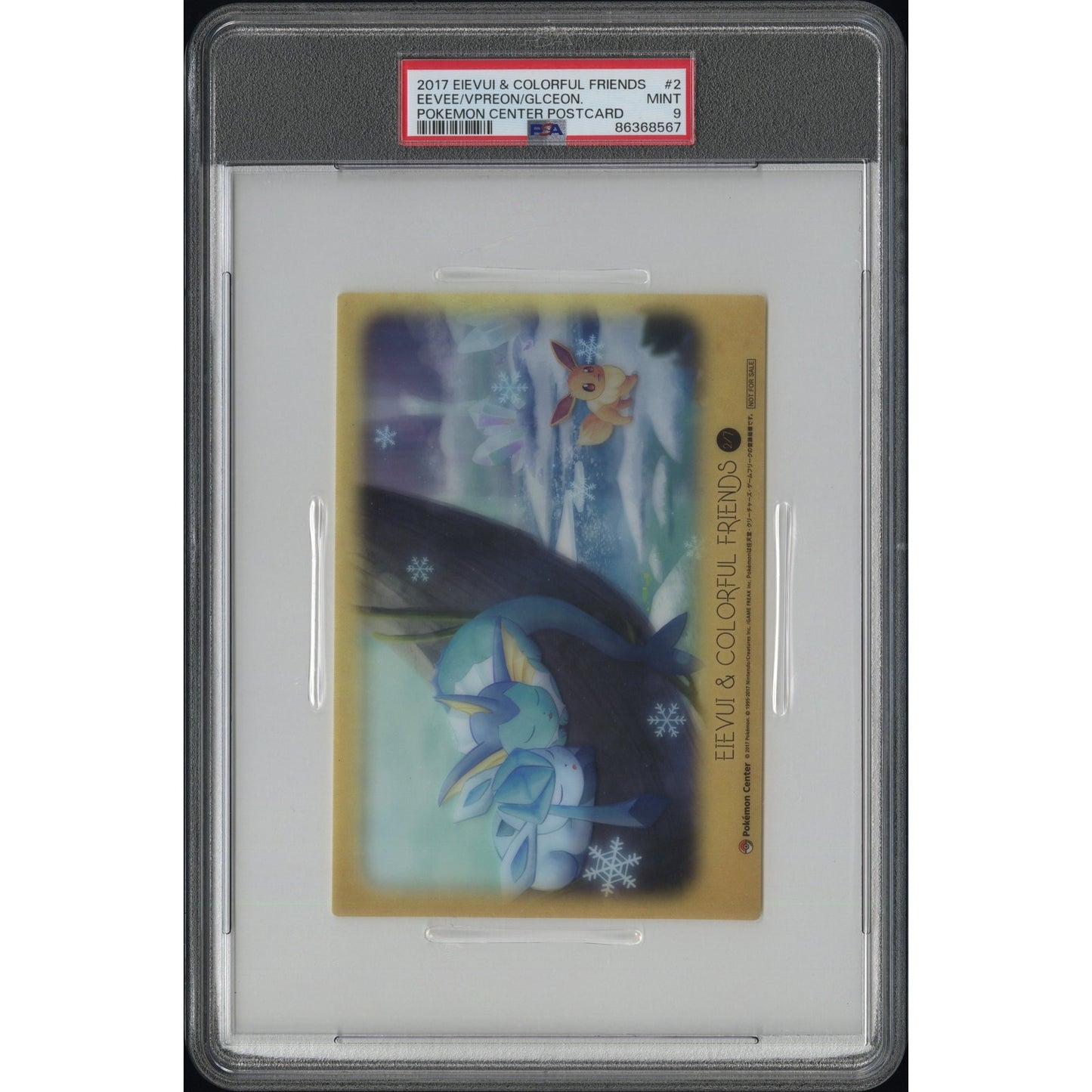 PSA 9 MINT Eevee Vaporeon Glaceon 2017 Pokemon Center Eievui Colorful Friends