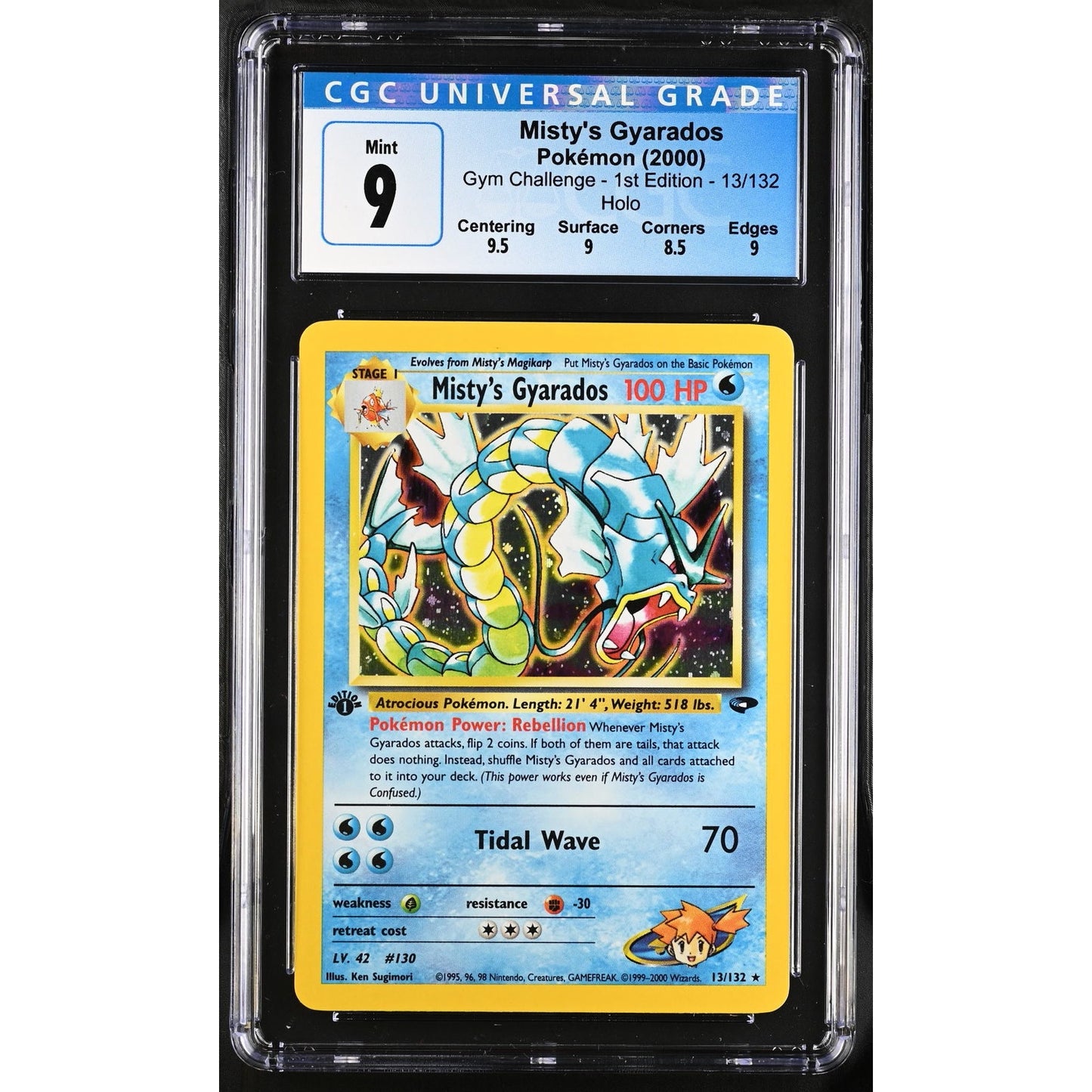 CGC 9 MINT Misty's Gyarados 1st Edition 13/132 Gym Challenge Holo (PSA/BGS) +Sub