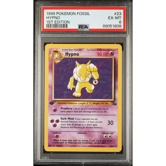 PSA 6 EXCELLENT-MINT Hypno 1st Edition 23/64 Pokémon Fossil Non Holo (CGC/BGS)