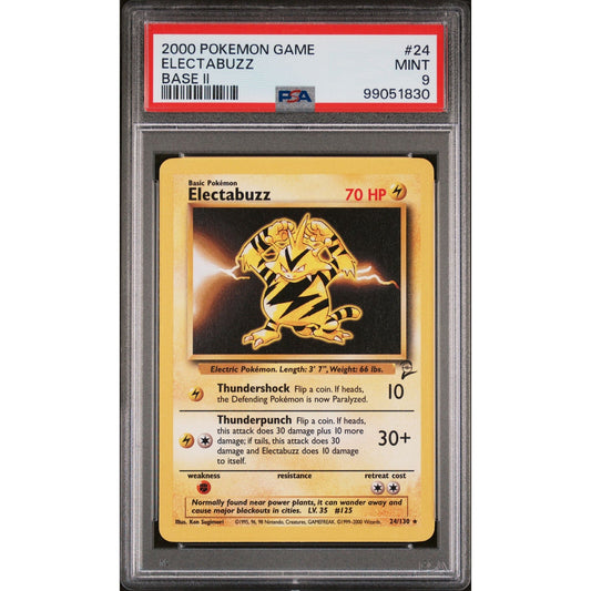 PSA 9 MINT Electabuzz 24/130 Pokémon Base Set 2 Non Holo Rare (CGC/BGS)