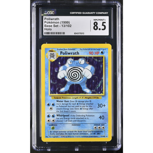 CGC 8.5 NM/MINT+ Poliwrath 13/102 Pokemon 1999 Unlimited Base Set Holo (PSA/BGS)