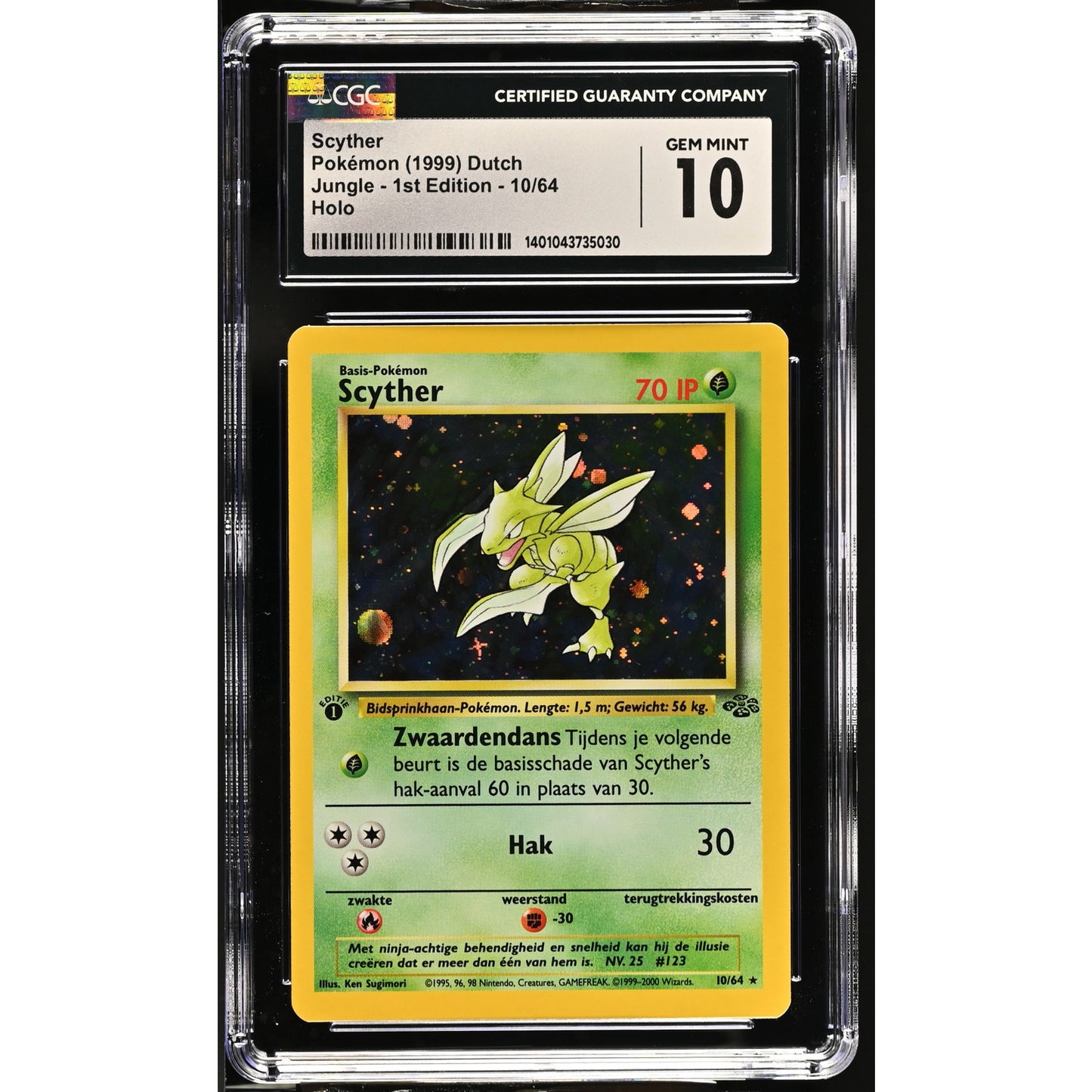 CGC 10 GEM MINT Scyther 1st Edition 10/64 Pokémon Dutch Jungle (PSA/BGS) Pop 1!