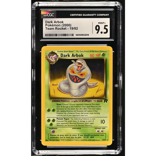 CGC 9.5 MINT+ Dark Arbok 19/82 Pokemon Team Rocket Unlimited Rare (PSA/BGS)