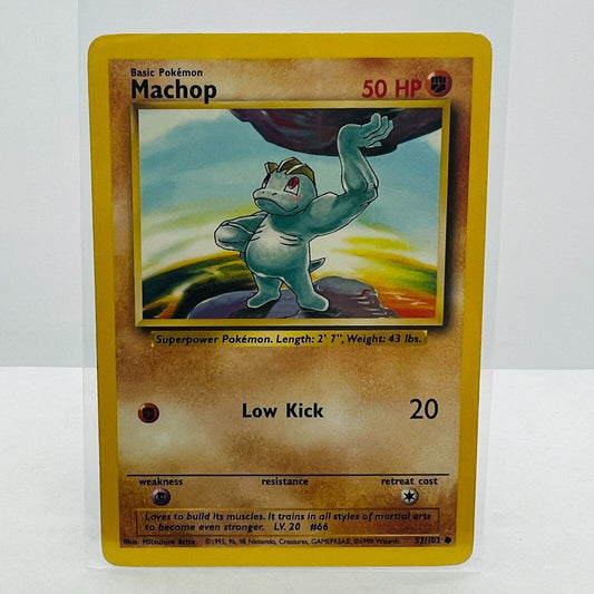 Pokémon Machop 52/102 Base Set Unlimited Pokemon 1999 WOTC Common Card LP