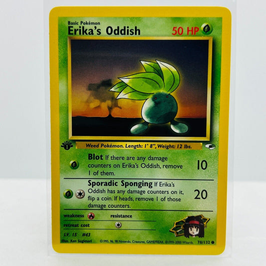 Pokémon Erika's Oddish 1st Edition 78/132 Gym Heroes WOTC Common Card NM-MT