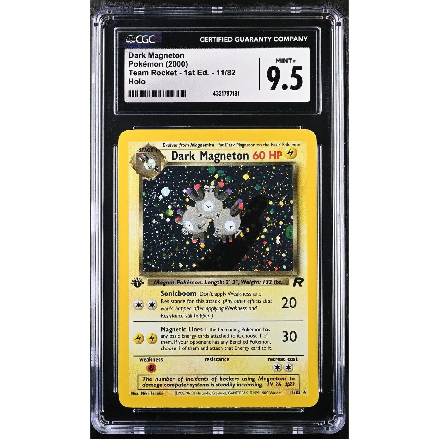 CGC 9.5 MINT+ Dark Magneton 1st Edition #11 Pokemon Team Rocket Holo (PSA/BGS)