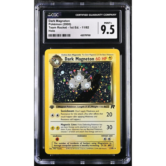 CGC 9.5 MINT+ Dark Magneton 1st Edition #11 Pokemon Team Rocket Holo (PSA/BGS)