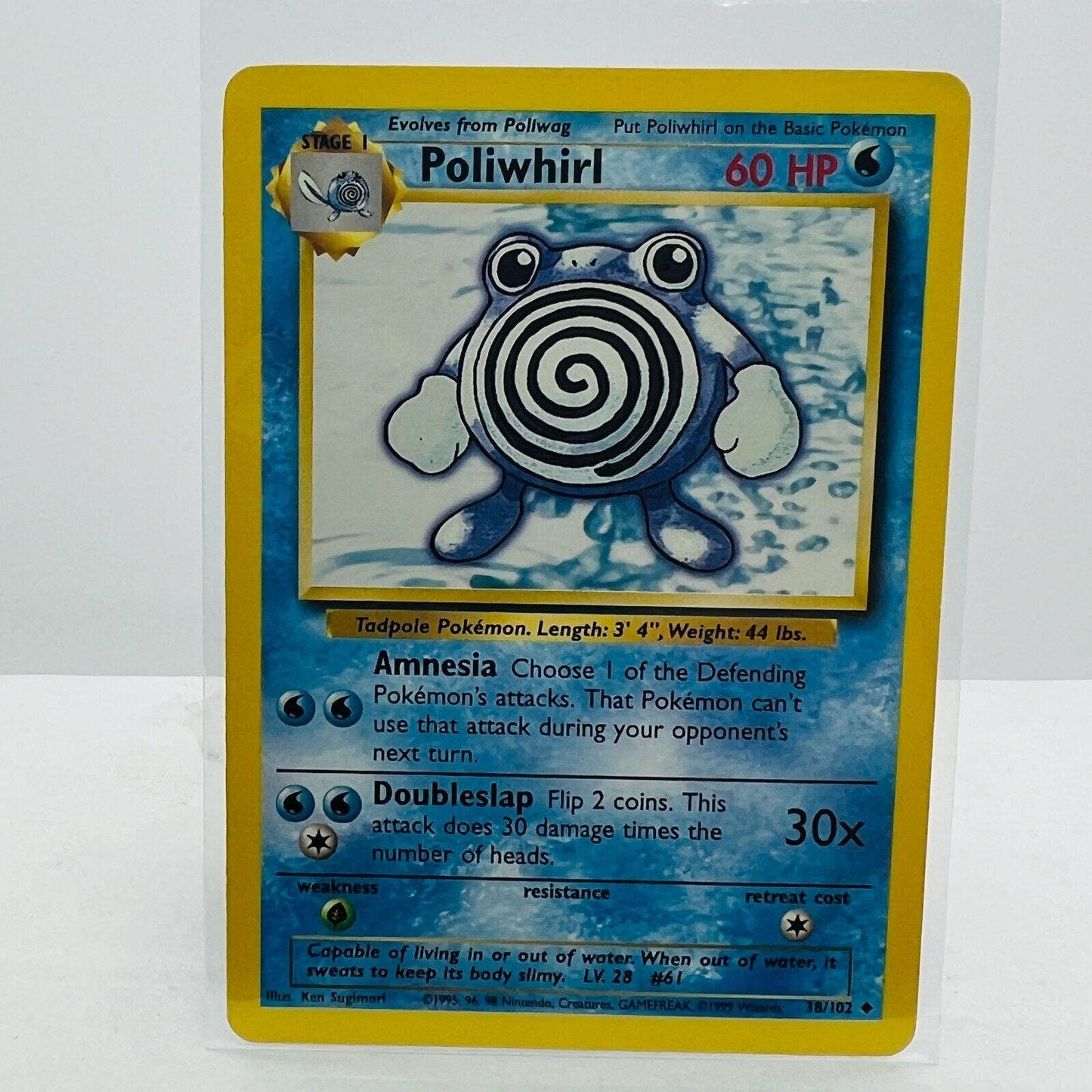 Pokémon Poliwhirl 38/102 Base Set Unlimited Pokemon 1999 WOTC Uncommon Card NM