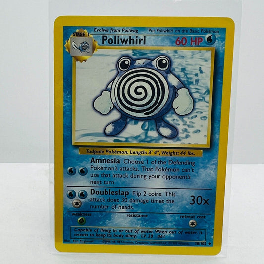 Pokémon Poliwhirl 38/102 Base Set Unlimited Pokemon 1999 WOTC Uncommon Card NM