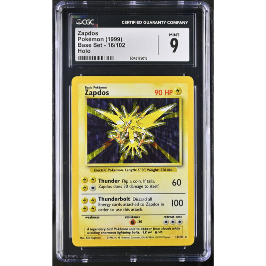 CGC 9 MINT Zapdos 16/102 Pokemon 1999 Unlimited Base Set Holo Card (PSA/BGS)