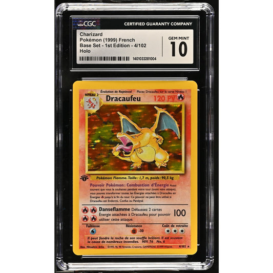 CGC 10 GEM MINT Charizard (Dracaufeu) 1st Edition 4/102 French Base (PSA/BGS)