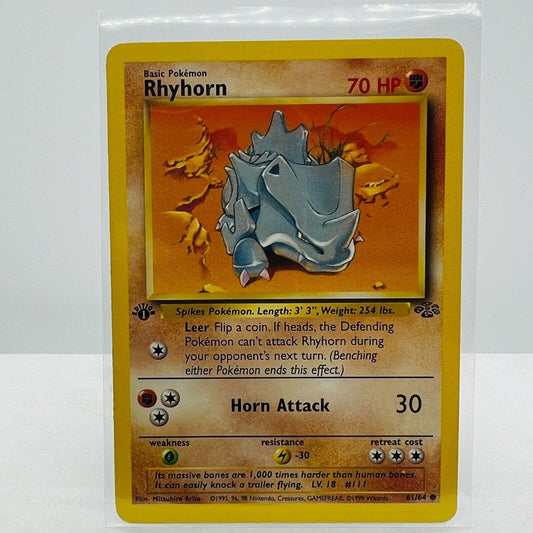 Pokémon Rhyhorn 1st Edition 61/64 Jungle WOTC 1999 Pokemon Common Card NM-MT