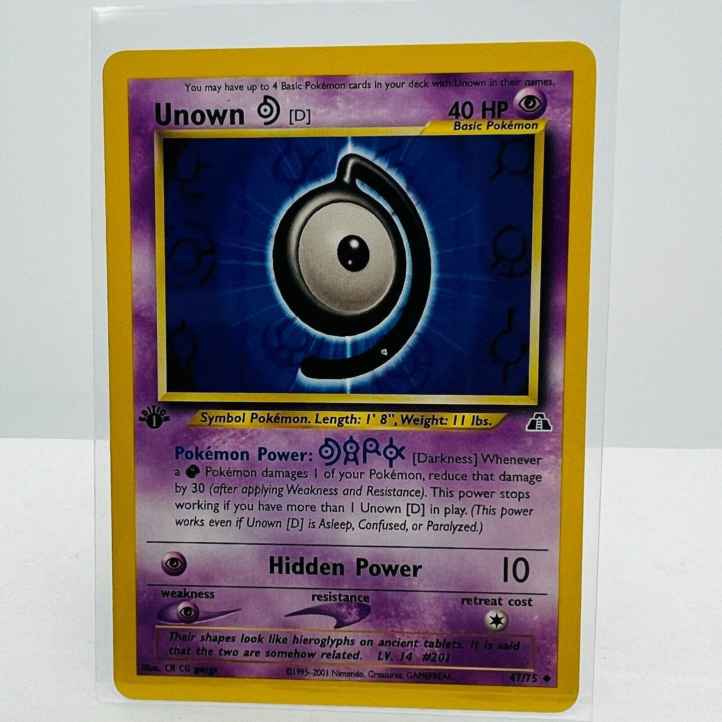 Pokémon Unown D 1st Edition 47/75 Neo Discovery WOTC Pokemon Uncommon Card NM-MT