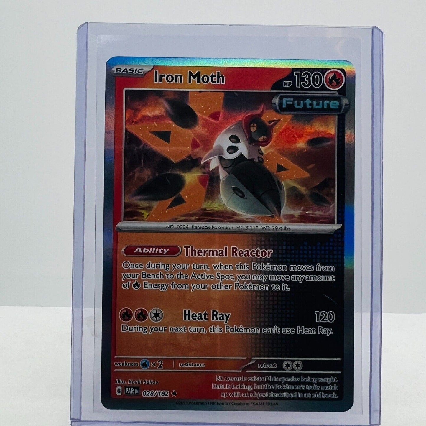 Pokémon Iron Moth 028/182 Scarlet & Violet Paradox Rift Future Holo Rare NM-MT