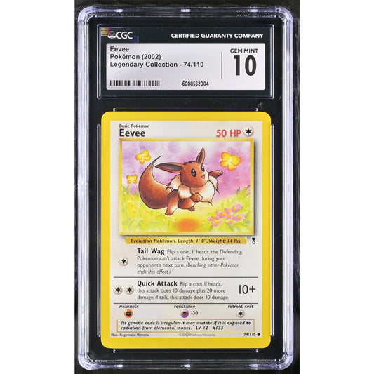 CGC 10 GEM MINT Eevee 74/110 Pokémon 2002 Legendary Collection Common (PSA/BGS)