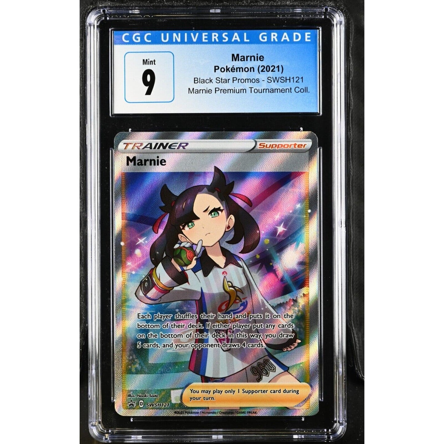 CGC 9 MINT Marnie SWSH121 Pokémon Black Star Promo Full Art Trainer (PSA/BGS)