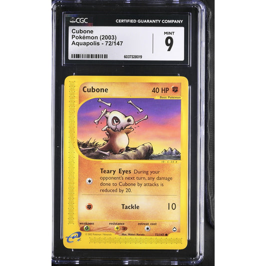 CGC 9 MINT Cubone 72/147 Pokémon Aquapolis 2003 Non Holo Card (PSA/BGS)