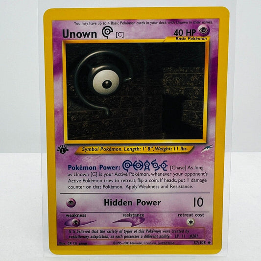 Pokémon Unown C 1st Edition 57/105 Neo Destiny WOTC Pokemon Uncommon Card NM-MT