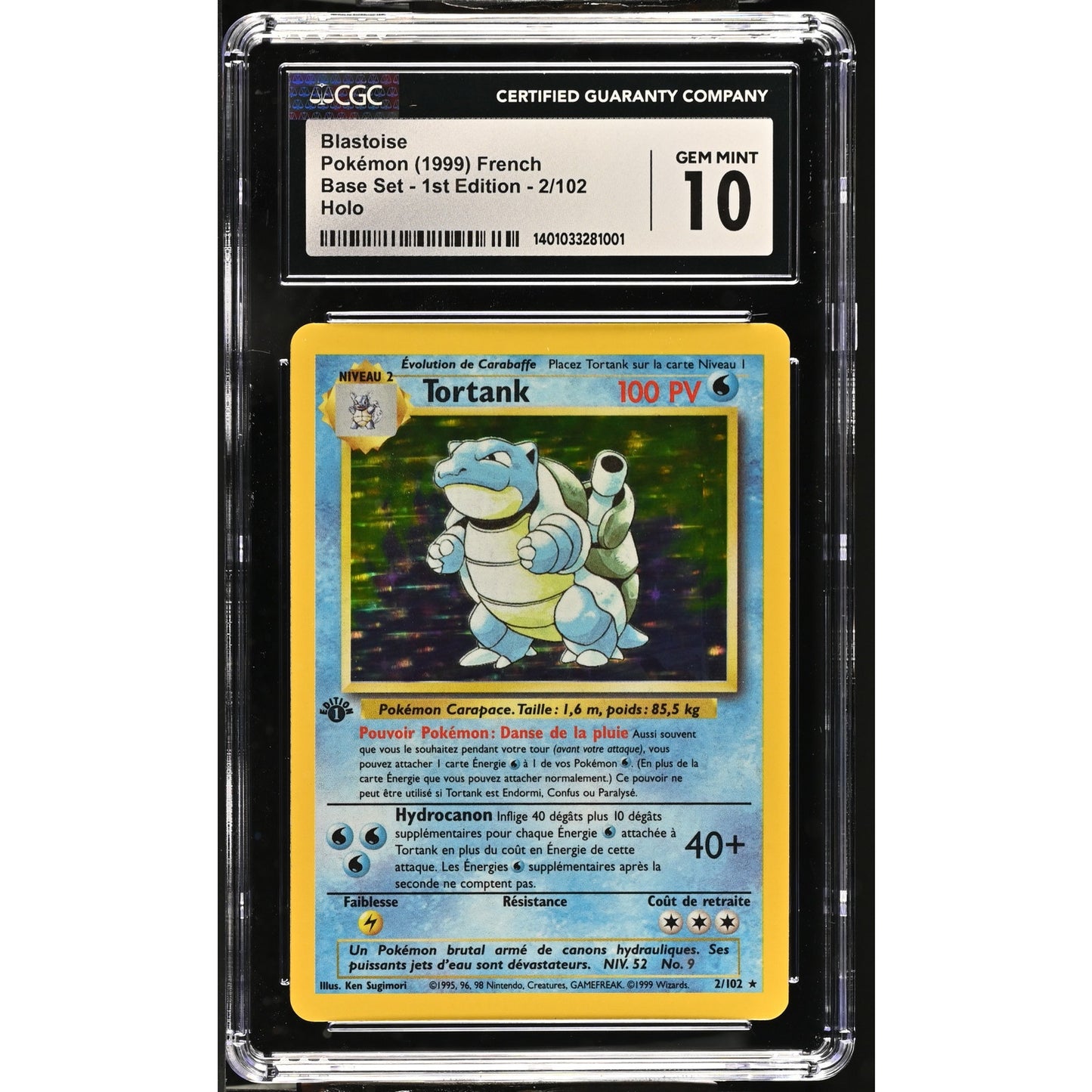 CGC 10 GEM MINT Blastoise (Tortank) 1st Edition 2/102 French Base Holo (PSA/BGS)