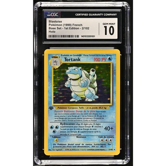 CGC 10 GEM MINT Blastoise (Tortank) 1st Edition 2/102 French Base Holo (PSA/BGS)