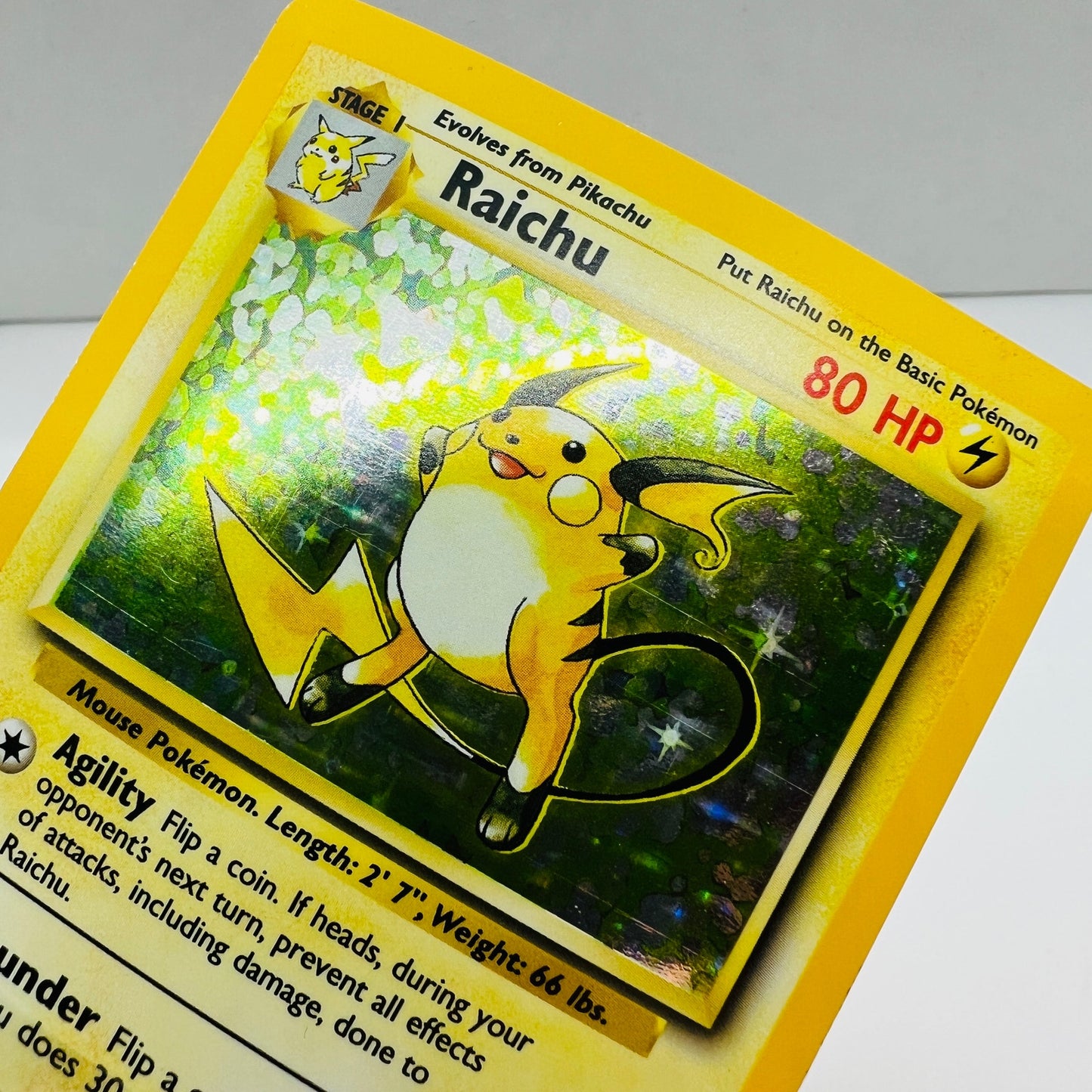 Pokémon Raichu 14/102 Base Set Unlimited Pokemon 1999 Holo Foil Card LP-EX