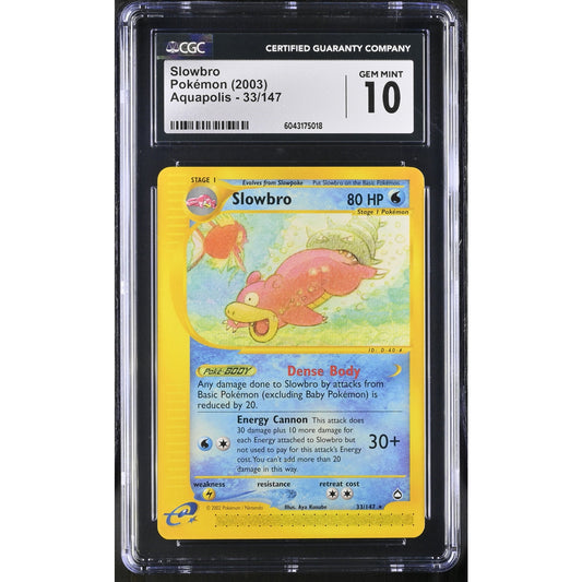 CGC 10 GEM MINT Slowbro 33/147 Pokémon Aquapolis 2003 Rare Magikarp (PSA/BGS)