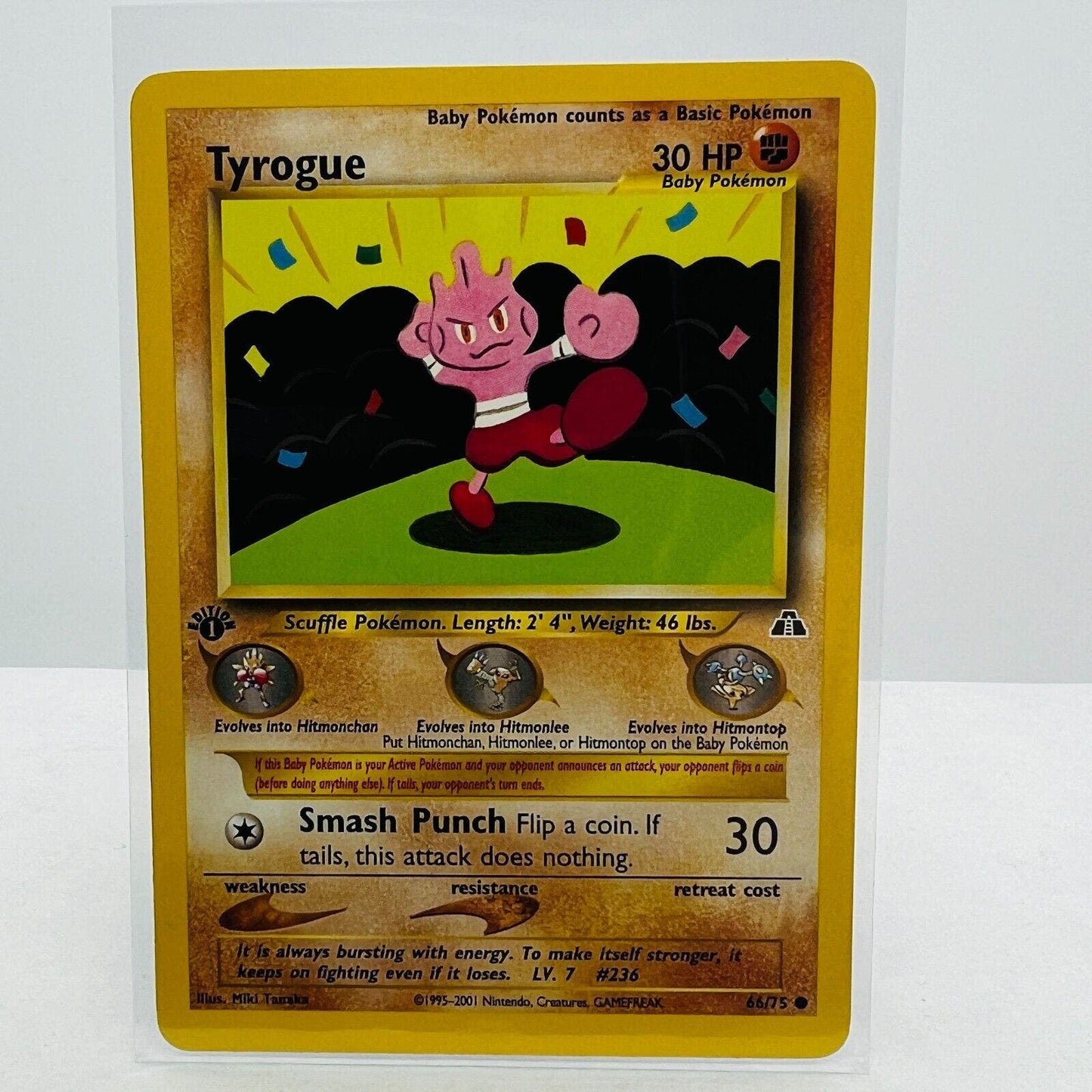 Pokémon Tyrogue 1st Edition 66/75 Neo Discovery WOTC Pokemon Common Card NM-MT